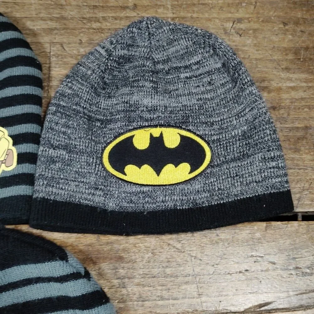 Lot 3 Paw Patrol Beanie Knit Hat Nickelodeon Pups To The Rescue 2T-5T Batman